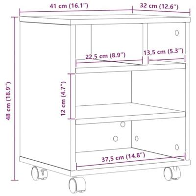 VidaXL Printerstand met opslag oud hout 41 x 32 x 48 cm bewerkt hout
