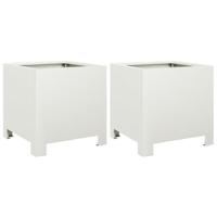 VidaXL Plantenbakken 2 st 30x30x30 cm staal wit - thumbnail