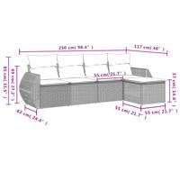 6-delige Loungeset met kussens poly rattan grijs - thumbnail