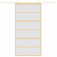 Schuifdeur 102,5x205 cm mat ESG-glas en aluminium goudkleurig - thumbnail