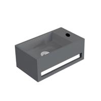 Fontein Toilet - Toiletmeubel WC Solid Surface 36x16cm - Betonlook Rechts - thumbnail