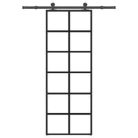 Schuifdeur met beslag 76x205 cm ESG-glas en aluminium - thumbnail