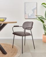 Kave Home Auxtina eetkamerstoel Corduroy Dark Grey - thumbnail