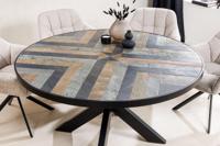 Ronde eettafel MOUNTAIN SOUL 120cm zwart grijs natuursteen ijzeren sterrenframe - 45672 - thumbnail