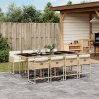 9-delige Tuinset met kussens poly rattan beige - thumbnail