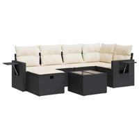 6-delige Loungeset met kussens poly rattan zwart - thumbnail