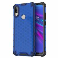 Honingraat schokbestendig PC + TPU Case voor Huawei Y6 (2019) (blauw) - thumbnail