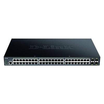 D-Link DGS-1250-52XMP/E, 52-poorten Layer 2/3 Smart Managed Gigabit Switch (48x BaseT PoE-poort, 4x 10G SFP+ slot) - Alleen EU-netsnoer