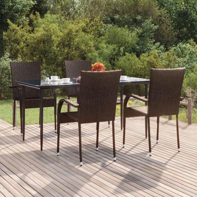5-delige Tuinset poly rattan bruin