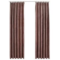 VidaXL Gordijnen verduisterend 2 st met haken 140x175 cm fluweel roze - thumbnail