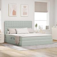 Opbergbed met LED met matras Lichtgrijs 180 x 200 cm Fluweel - thumbnail