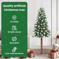 VidaXL Slanke kerstboom groen 180 cm pvc en massief dennenhout - thumbnail