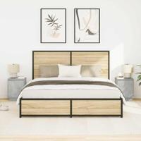 Nachtkastjes met led-verlichting 2 st 38x34x50 cm betongrijs - thumbnail