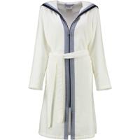 Cawö Cawö Dames Badjas met Capuchon en Rits 6598 Weiss 50 - thumbnail