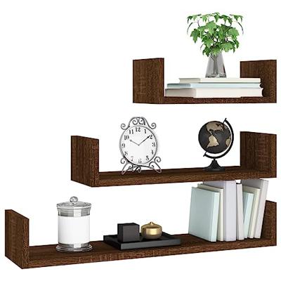 Wandschappen 3 st bewerkt hout bruin eikenkleur