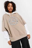 Couture Club Double Layered T-Shirt Hoodie Dames Beige/Wit - Maat M - Kleur: BeigeWit | Soccerfanshop - thumbnail