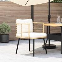 Tuinstoel met kussens poly rattan naturel - thumbnail