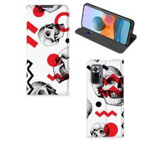 Mobiel BookCase Xiaomi Redmi Note 10 Pro Skull Red - thumbnail
