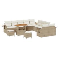 Tuinbankenset 13 pcs Beige poly rattan - thumbnail