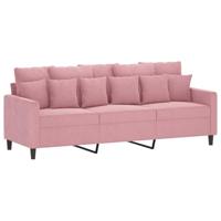 3-delige Loungeset met kussens fluweel roze - thumbnail