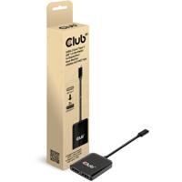 Club 3D usb 3.2 gen2 type-c (dp alt-mode) naar displayport dual monitor 4k60hz m/f mst hub displayport splitter (zwart) - thumbnail