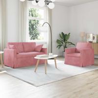 Bankstel 2 pcs Roze 138 x 78 x 80 cm Fluweel - thumbnail