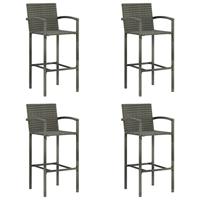 VidaXL Barkrukken 4 st poly rattan grijs - thumbnail