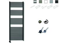 Elektrische Design Radiator Sanicare Plug & Play 172x60 cm Mat Zwart 1127 Watt Met Chroom Thermostaat Links - thumbnail