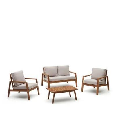 Kave Home Loungeset 'Frares' Acaciahout, Met 2-zits Bank, 2 fauteuils en salontafel Kave Home Loungeset 'Frares' Acaciahout, Met 2-zits Bank, 2 fauteuils en salontafel