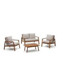 Kave Home Loungeset 'Frares' Acaciahout, Met 2-zits Bank, 2 fauteuils en salontafel - thumbnail