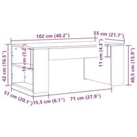 Salontafel 102x55x42 cm bewerkt hout betongrijs - thumbnail