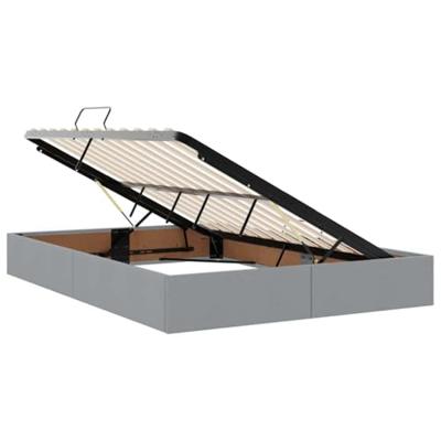 Opslag bed met matras Lichtgrijs 140 x 190 cm Nep Leer