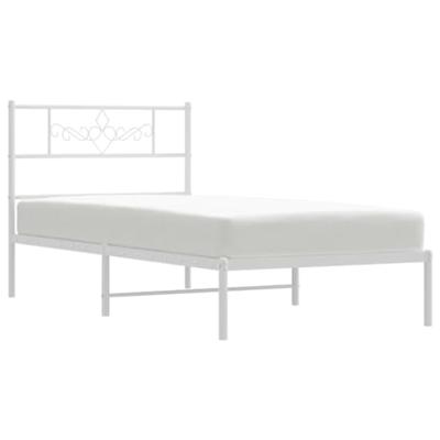 Bedframe met hoofdbord metaal wit 75 x 190 cm Bedframe met hoofdbord metaal wit 75 x 190 cm