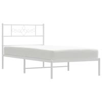 Bedframe met hoofdbord metaal wit 75 x 190 cm - thumbnail