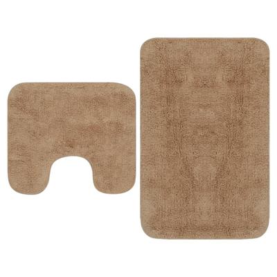 VidaXL Badmattenset stof beige 2-delig VidaXL Badmattenset stof beige 2-delig