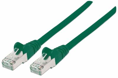 Intellinet 740654 RJ45 Netwerkkabel, patchkabel CAT 6A S/FTP 0.50 m Groen Folie afscherming, Afscherming gevlochten, Afgeschermd, Halogeenvrij 1 stuk(s)