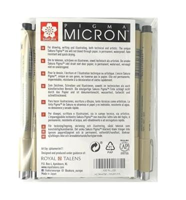 Fineliner Sakura Pigma Micron 05 basic set 6 kleuren | 6 stuks