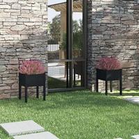 VidaXL Plantenbakken 2 st 50x50x70 cm massief grenenhout zwart - thumbnail