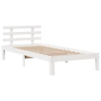 Bedframe met hoofdeinde zonder matras 90x190 cm wit - thumbnail