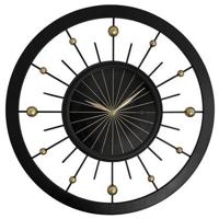 Wandklok 60 cm - geruisloos - zwart - metaal - NeXtime 'Orbit' - thumbnail