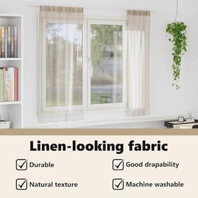 Voile Gordijn met gordijnen 2 pcs Zand 175 x 140 cm Polyester
