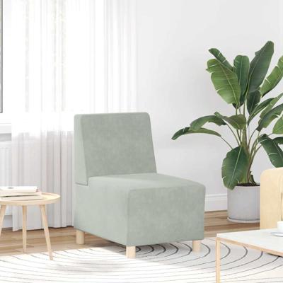 Modulaire bank zonder armleuningen, lichtgrijs, 55 cm, fluweel