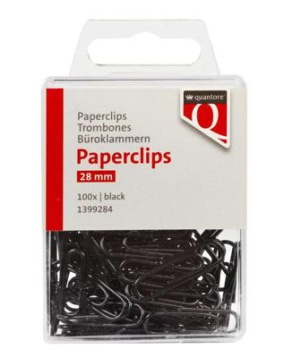 Paperclip quantore 28mm zwart 100 stuks Paperclip quantore 28mm zwart 100 stuks