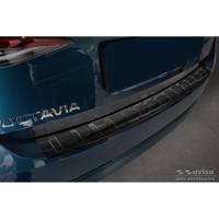 Zwart RVS Bumper beschermer passend voor Skoda Octavia IV Liftback 2020- 'Ribs' AV245251 - thumbnail