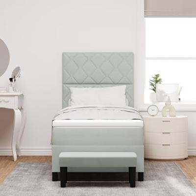 Boxspring bed met matras Lichtgrijs 100 x 200 cm Fluweel