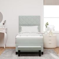 Boxspring bed met matras Lichtgrijs 100 x 200 cm Fluweel - thumbnail