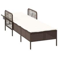 Ligbed met kussen 1-persoon Bruin 157 x 55 x 92cm poly rattan - thumbnail