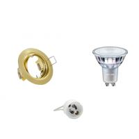 LED Spot Set - GU10 Fitting - Inbouw Rond - Mat Goud - Kantelbaar Ø83mm - Philips - MASTER 927 36D VLE - 3.7W - Warm Wit 2200K-2700K - DimTone Dimbaar - thumbnail