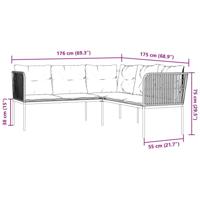 Loungeset met kussens staal en textileen zwart - thumbnail