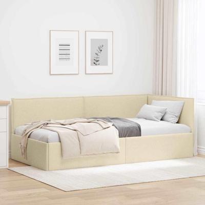 Hoekbedframe met hoofdeinde Crème 100 cm x 200 cm Stof